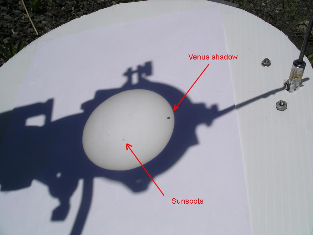 projected image of sun and venus